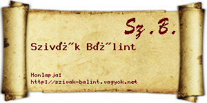 Szivák Bálint névjegykártya